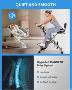 Foldable Exercise Bike Stationary Bikes for Home, 5 IN 1 Indoor Workout Bike for Seniors, with 16-Level Quiet Magnetic Resistanc