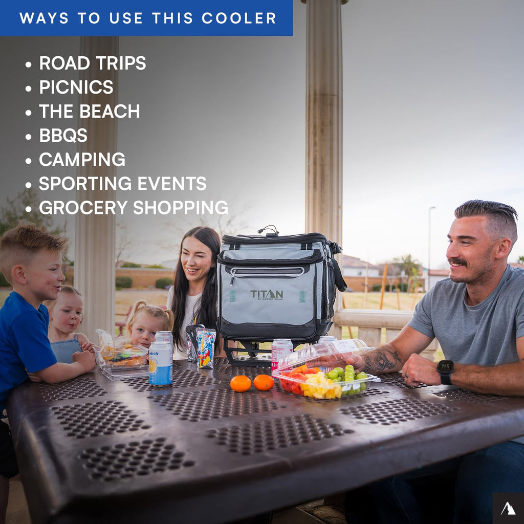 Titan Deep Freeze 60 (50+10) Can Wheeled Cooler - Collapsible Rolling Cooler with Wheels and All-Terrain Cart, Marine Blue