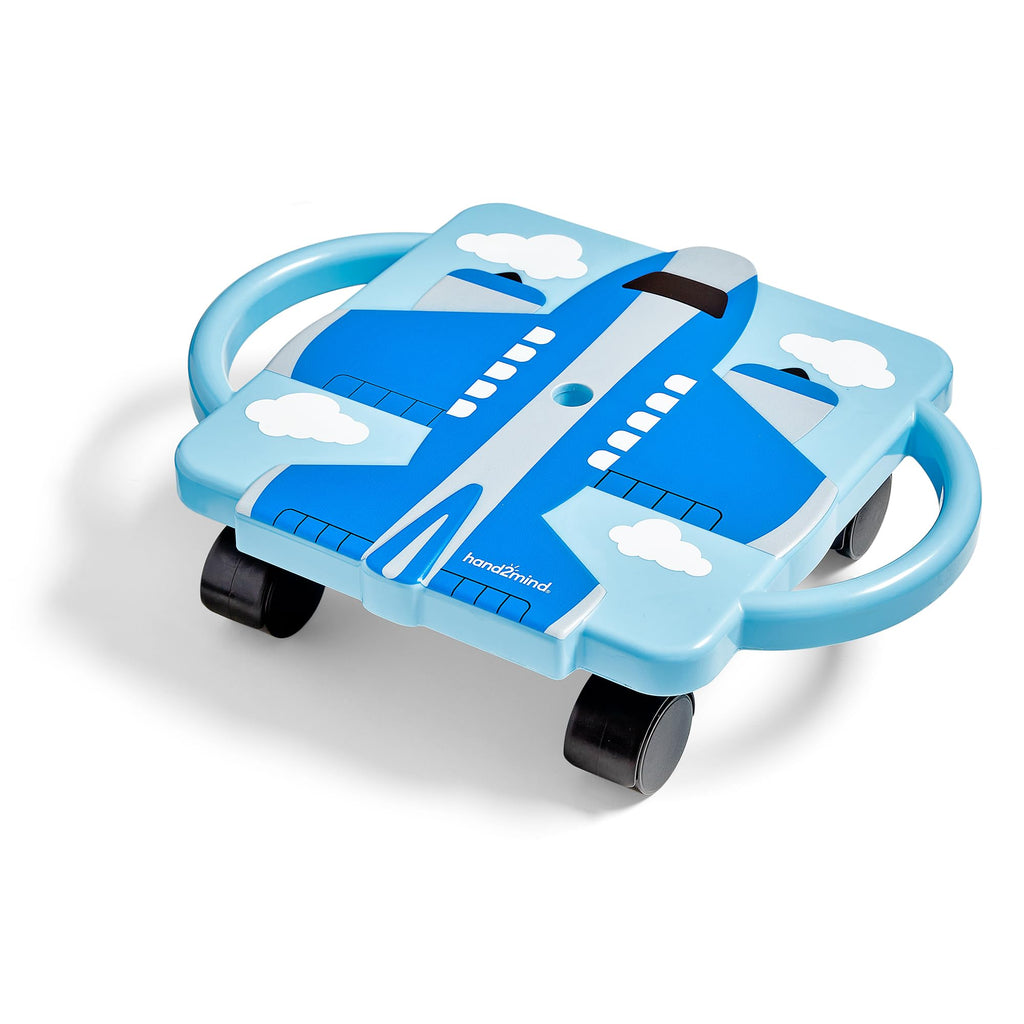 hand2mind Blue Plane Glider Scooter Board, Floor Scooter Board, Gross Motor Toys, Kids Exercise & Physical Education Equipment, 