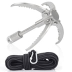 Gyanduly Large Grappling Hook With 65Ft Rope, 4-Claw Folding Stainless Steel Grapple Hooks For Outdoor Survival, Camping, Hiking