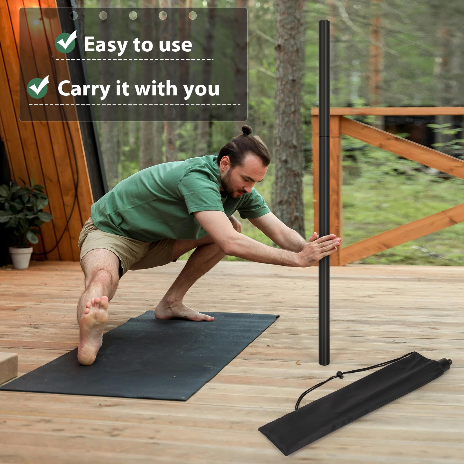Retyion Yoga Stick 5Ft- Adjustable Mobility Stick Sturdy Steel- Exercise Stick For Stretching, Balance Support Stick Perfect For
