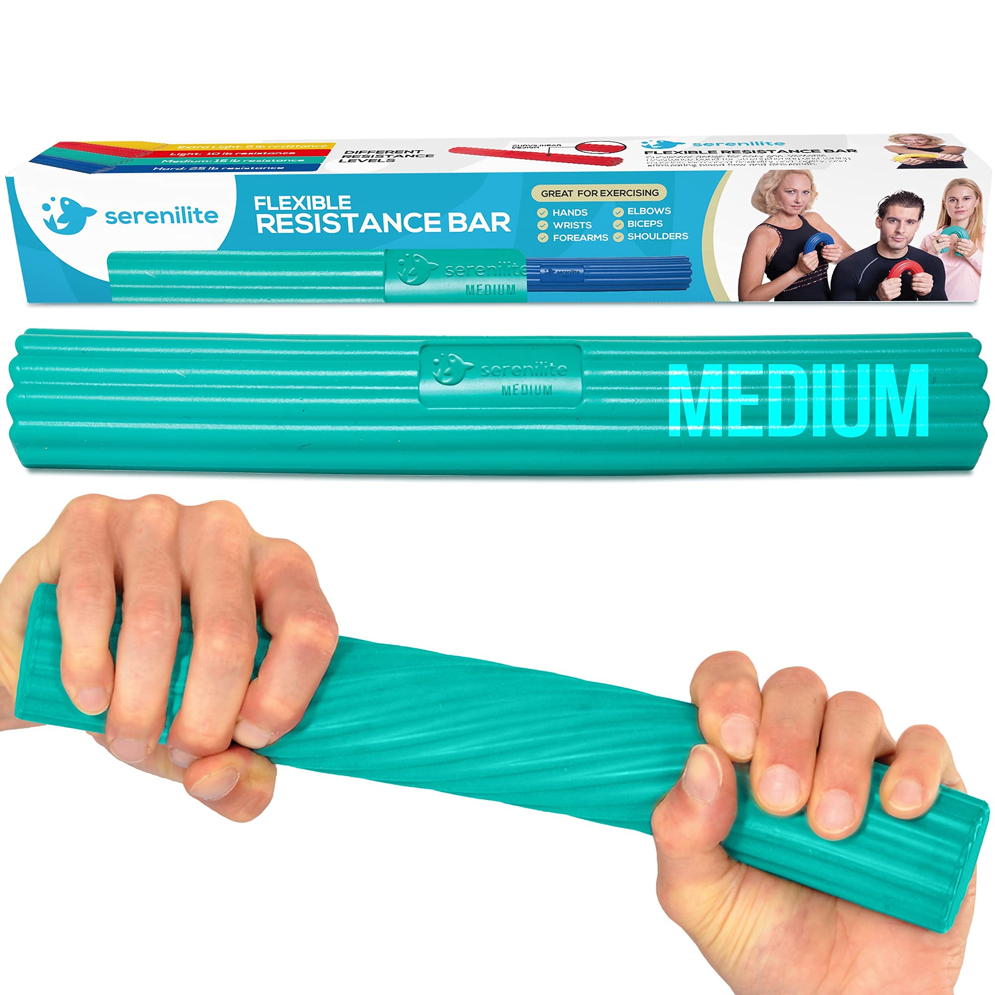 Serenilite Flexible Resistance Bar For Tennis Elbow Relief & Golfers Elbow, Hand Exercisers For Therapy, Flexible Bars For Physi