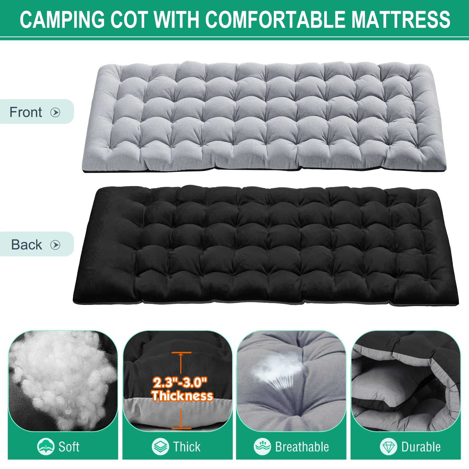 Naizea Folding Camping Cots,Adjustable 4-Gear Sleeping Cots For Adults,Foldable Cot Bed, Folding Chaise Lounge Chair,Portable Re