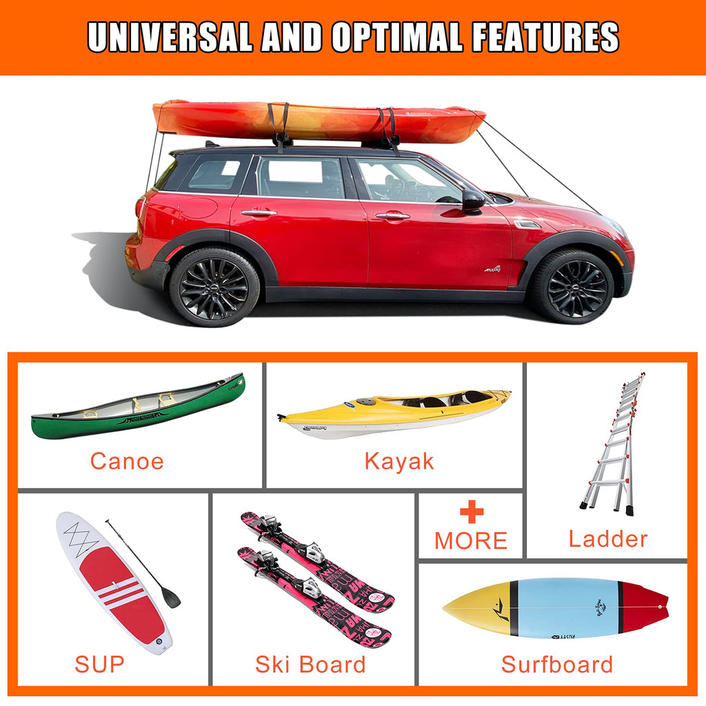 Meefar Universal Car Soft Roof Rack Pads Luggage Carrier System For Kayak Surfboard Sup Canoe Include 2 Heavy Duty Tie Down Stra