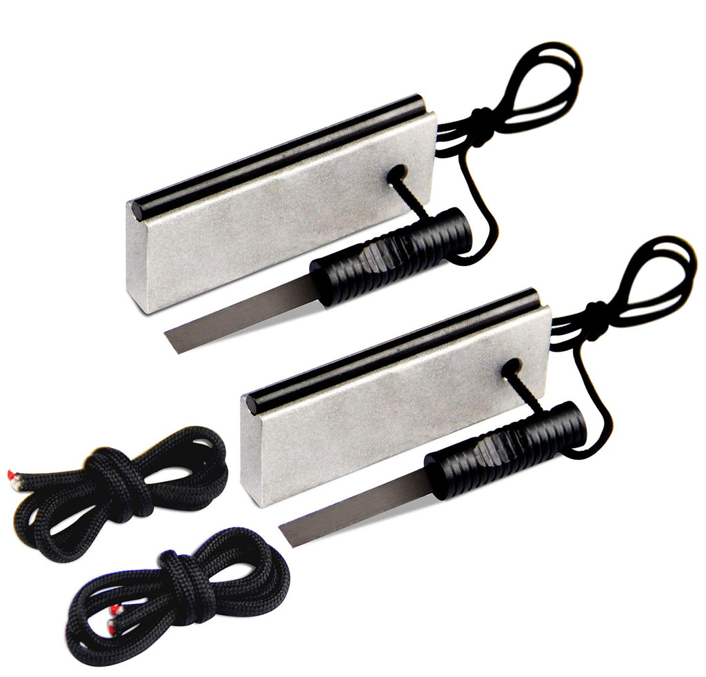 Aofar Magnesium Fire Starter Af-374 (2-Pack) Waterproof Fire Steel Pouch For Camping, Hiking, Hunting, Backpacking,Outdoor Survi