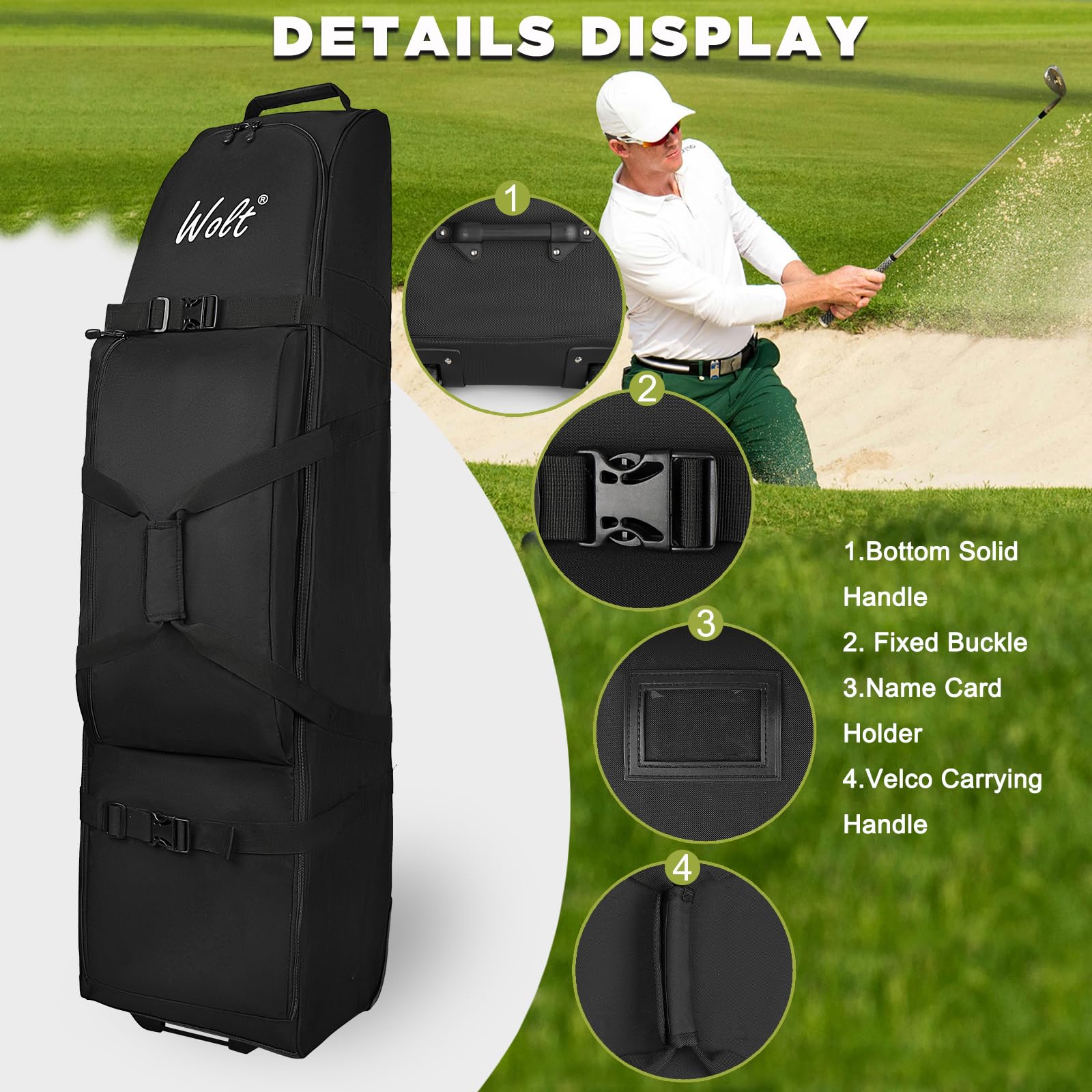 Wolt  Golf Travel Bag With Anti-Impact Support System - Soft Padded Golf Travel Case For Airlines, 900D Heavy Duty Oxford Fabric