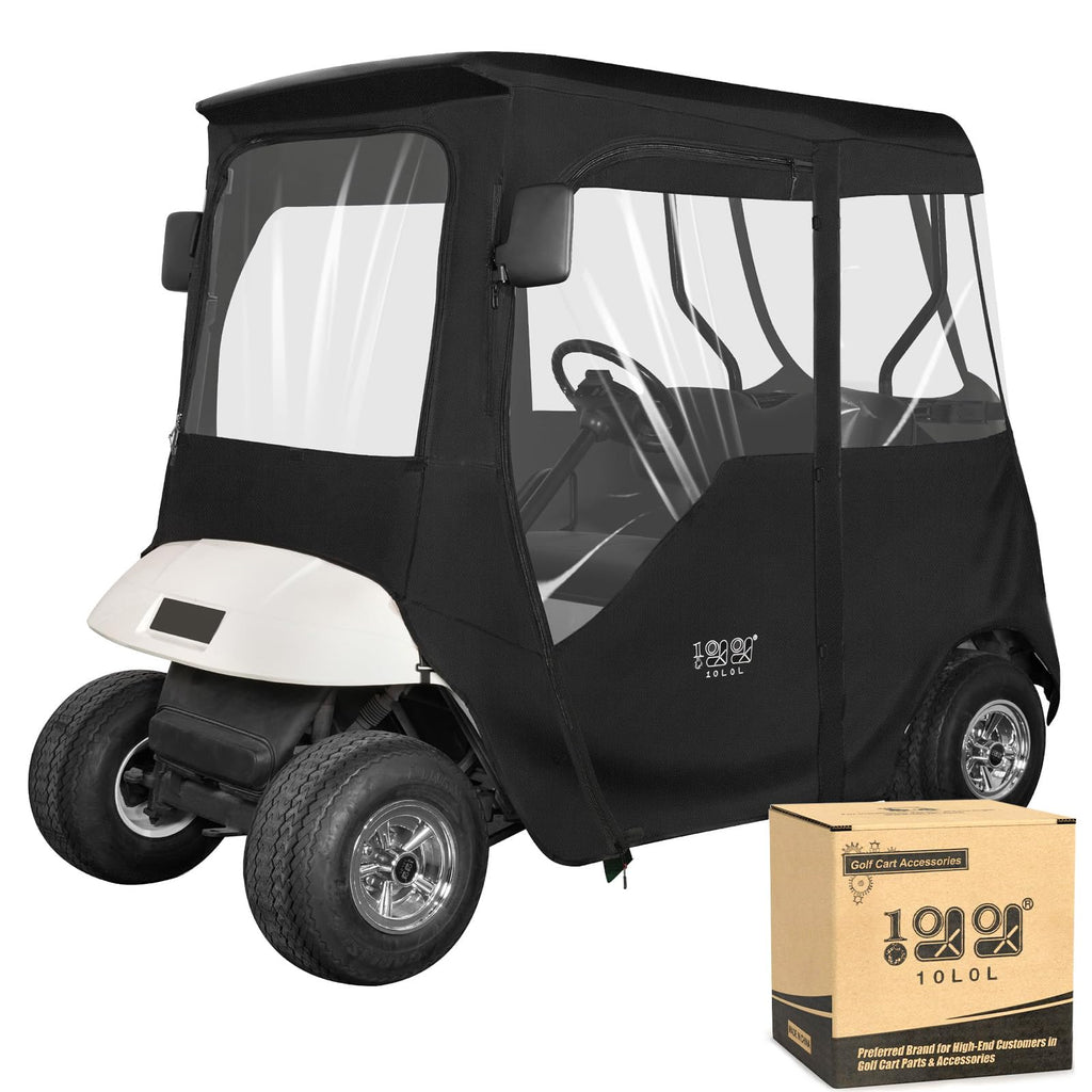 10L0L 2 Passenger Deluxe Golf Cart Driving Enclosure For Ezgo Txt And Rxv Model, 4-Sided Clear Window 600D Rain Cover All Weathe