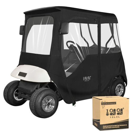 10L0L 2 Passenger Deluxe Golf Cart Driving Enclosure For Ezgo Txt And Rxv Model, 4-Sided Clear Window 600D Rain Cover All Weathe
