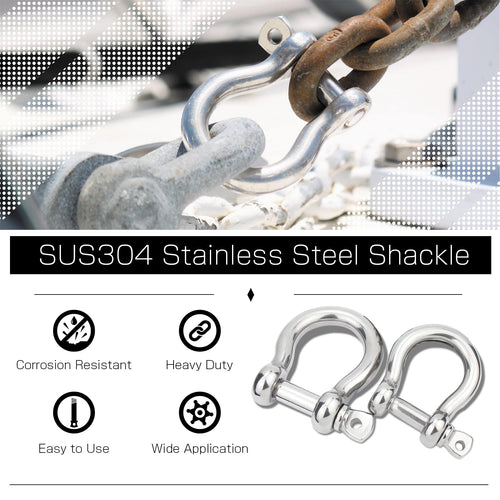 Amysports Heavy Duty Chain Shackle Stainless Lifting Load Pin Shackle Anchor Bow Marine Ring Shackles Steel Screw Outdoor M4 220