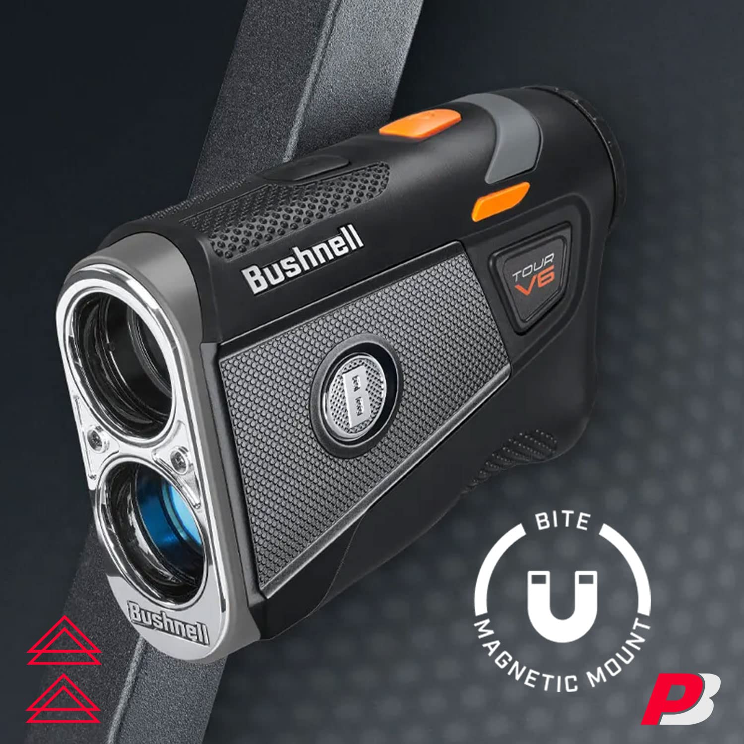 Bushnell Tour V6 Golf Rangefinder  Pinseeker With Visual Jolt, Bite Mount, & Ipx6 Rating  Bundle With Bushnell Golf Carrying Cas