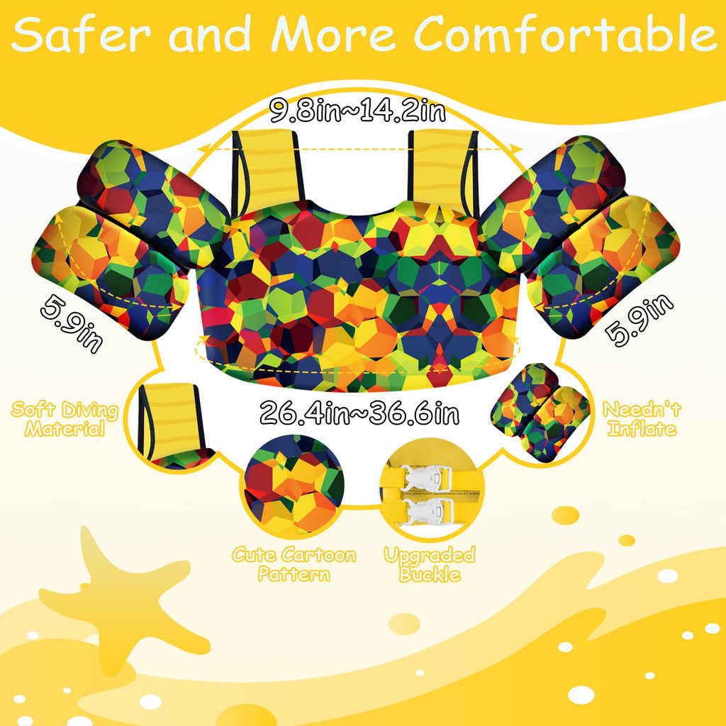 Kids Swim Vest 30-50 Lbs Pool Jacket For Toddler Learn-To-Swim Water Wings Arm Band Floats With Back Secure Buckle Swimming Floa