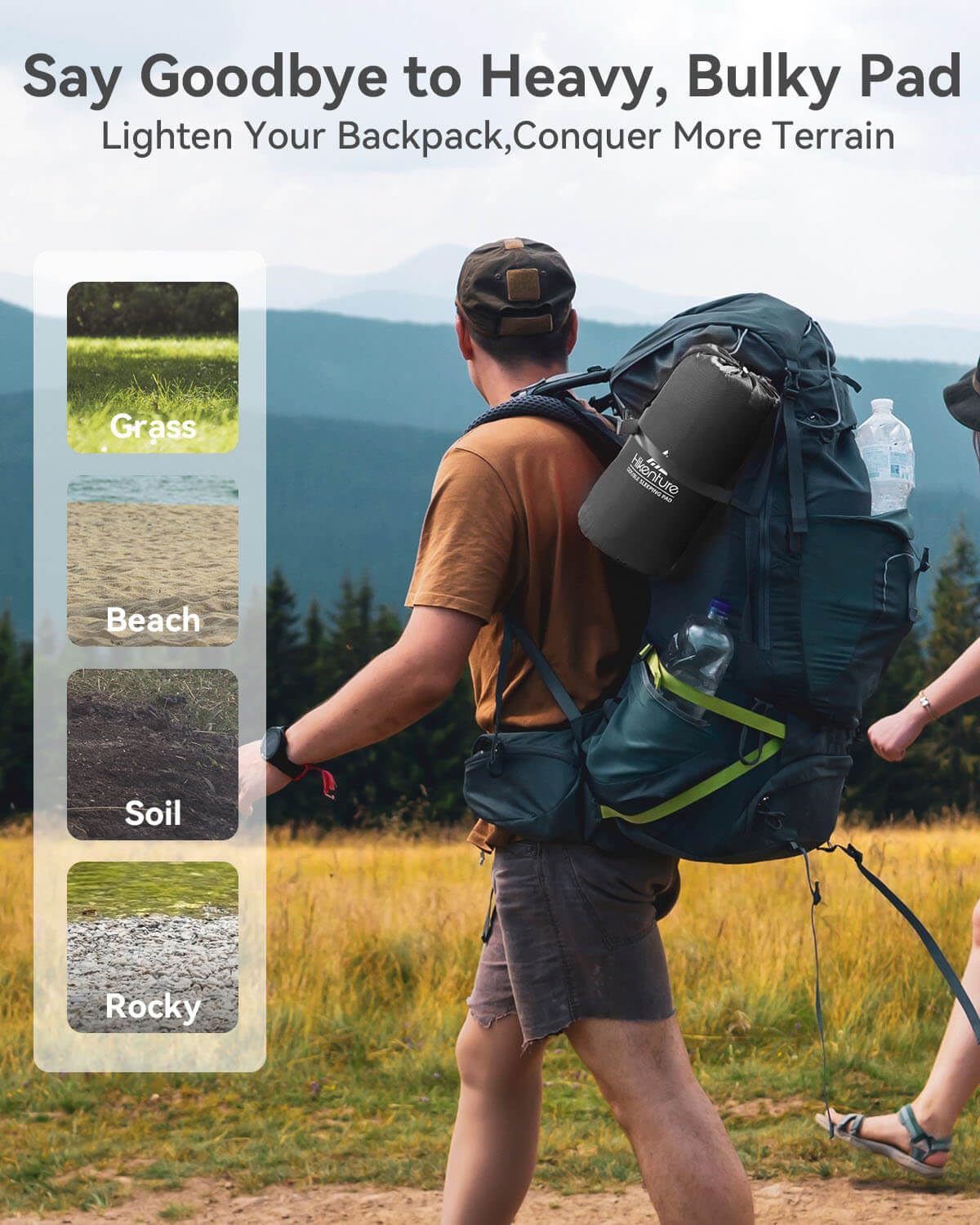 Hikenture Double Sleeping Pad For Camping, 4 Extra-Thick Camping Mattress 2 Person, Inflatable & Ultralight Sleeping Mat For Bac