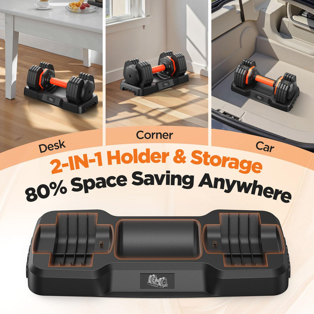 2025 Updated Adjustable Dumbbell Set of 2, 5-IN-1 Weights Dumbbell Set with Storage Box, 25lbs/55lbs Adjustable Weights with Ant