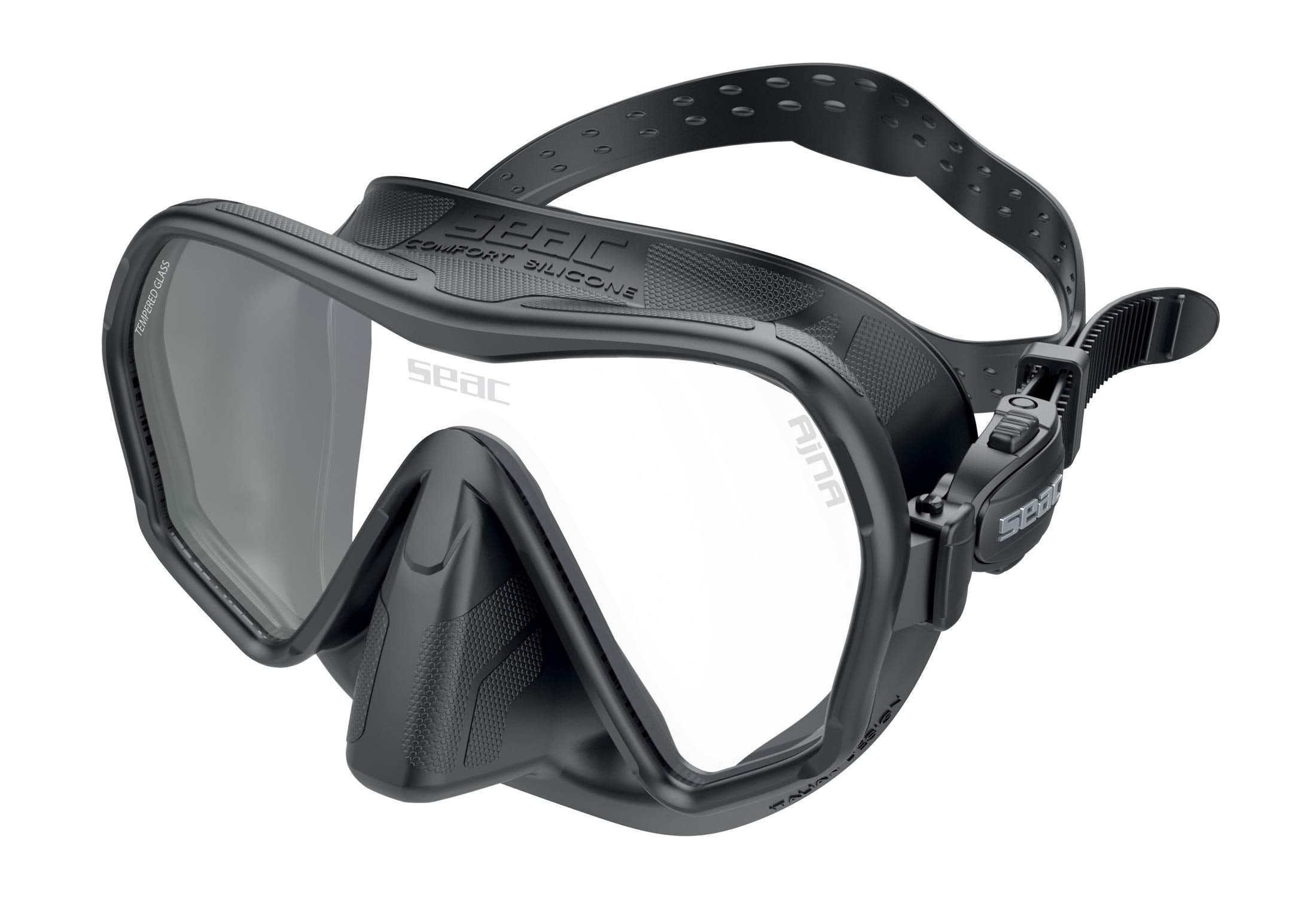 Seac Ajna, Frameless Scuba Diving Mask With Wide View, 100% Silicone Skirt,Black
