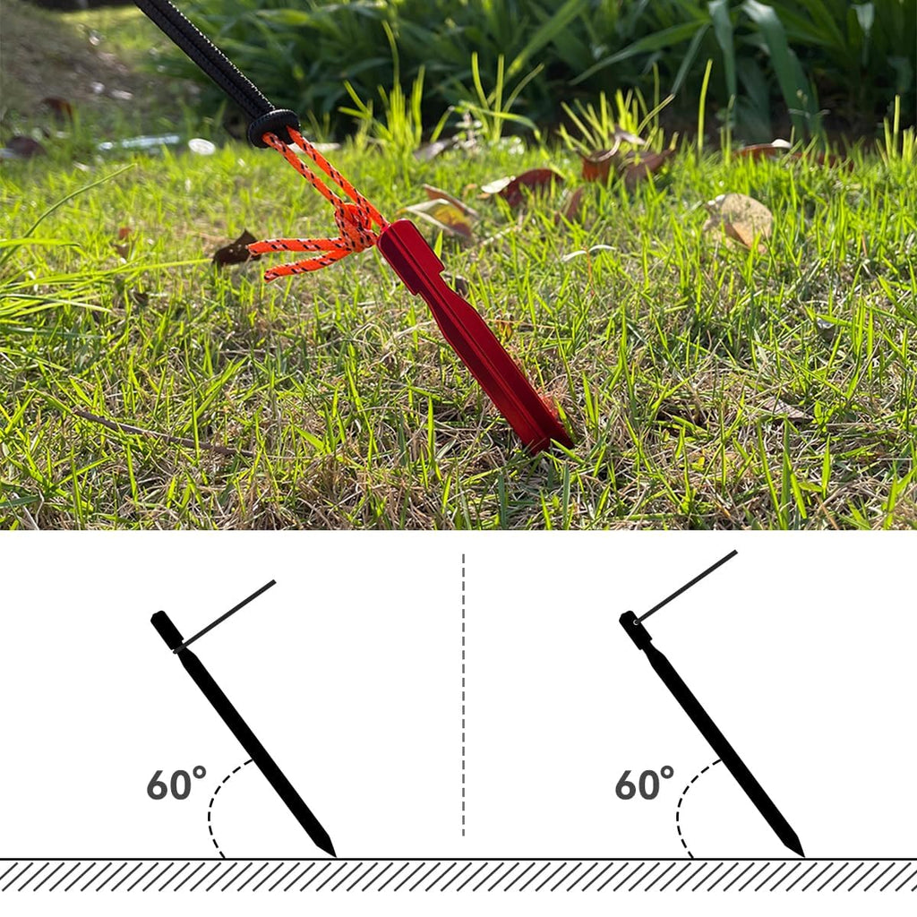Keovoker 12 Pack Tent Stakes, 7-Inch Ultralight Aluminum Ground Pegs With Reflective Pull Ropes, Tri-Beam Stake In A Carrying Ba