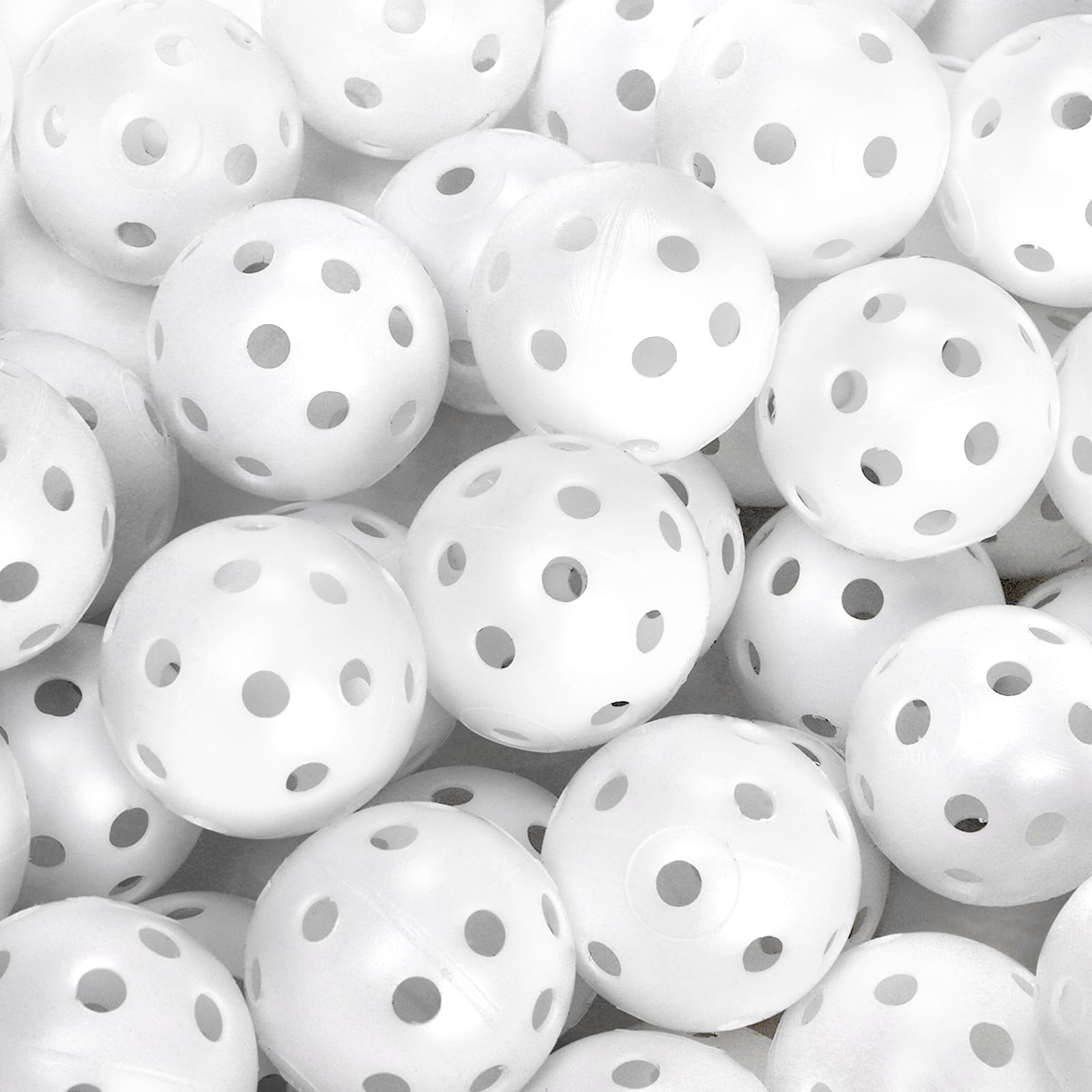 Faswin 100 Pack White Plastic Golf Training Balls, Airflow Hollow 41Mm Golf Balls For Driving Range, Swing Practice, Home Use