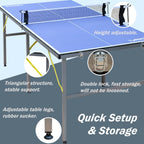 Iunnds 6X3Ft Mid-Size Table Tennis Tables - Indoor/Outdoor Portable Ping Pong Table Game For Adults/Teens,With Net,2 Table Tenni