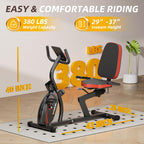 Vanswe Recumbent Exercise Bike For Adults Seniors - For Home Workout With 16 Levels Resistance, 380 Lbs Weight Capacity, Bluetoo