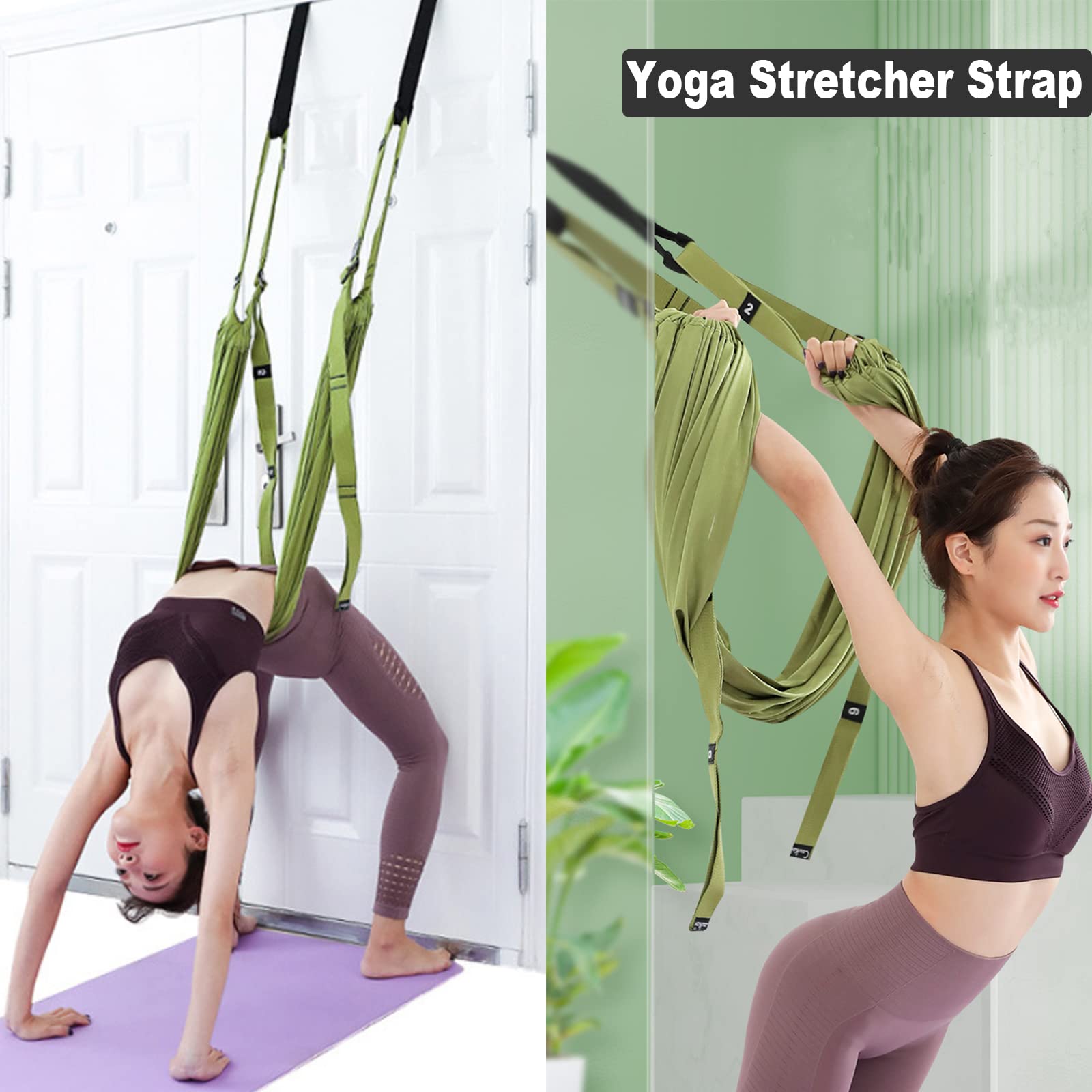 Tchrules Leg Stretcher Strap, Backbend Training Belt With Door Anchor, Flexibility Trainer Stretching Equipment Assist Stretch S