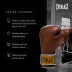 Everlast 1910 Leather Boxing Gloves | Vintage Training Gloves For Men And Women | Hook And Loop With Triple-Layer Foam | Heavy B
