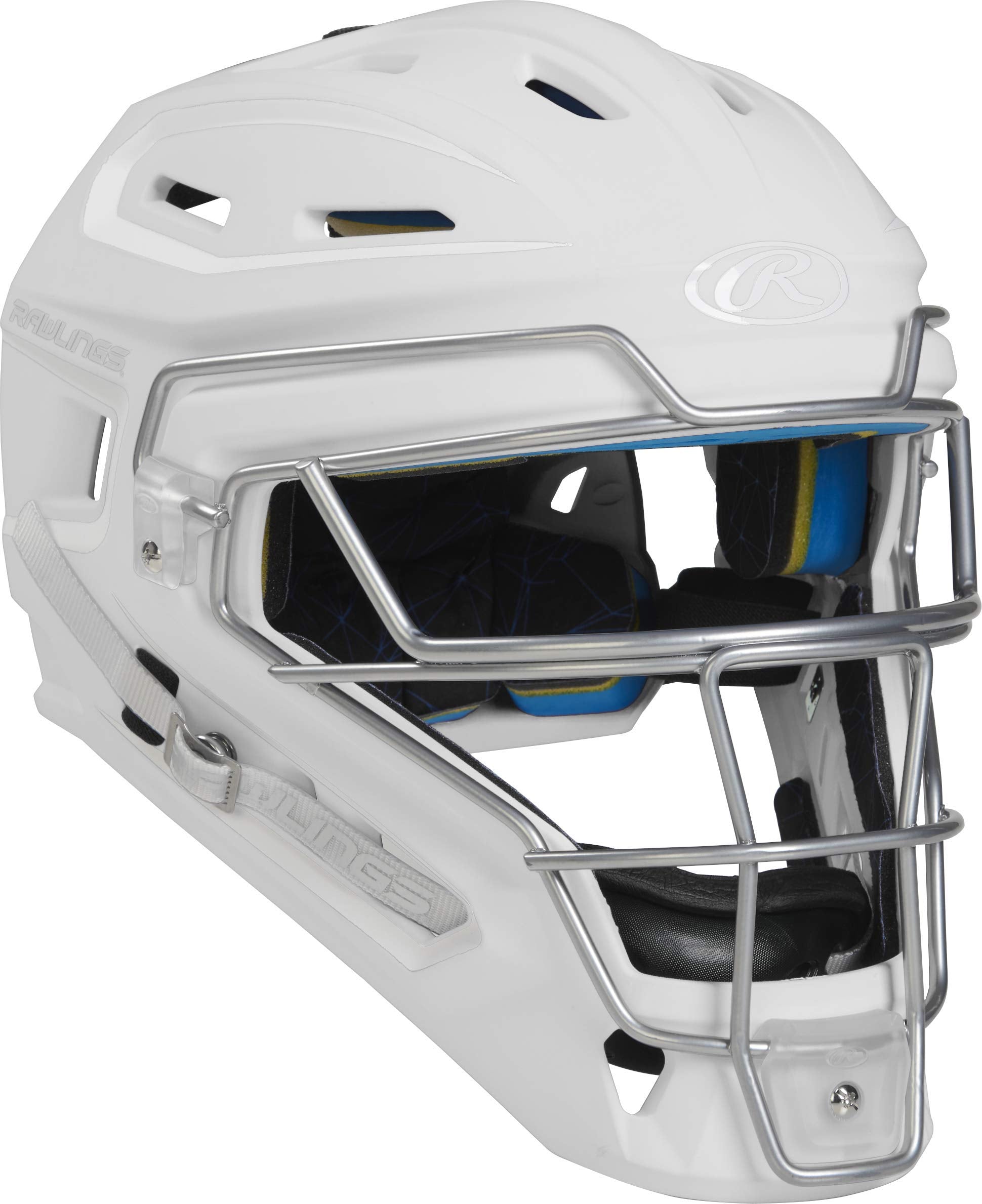 Rawlings | MACH Catchers Helmet | Baseball | Senior (7 1/8 - 7 3/4) | White/White