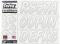 Stiffie Whipline White/Silver 3 '' Super Sticky Boat & Pwc Registration Decals  Numbers Letters Stickers