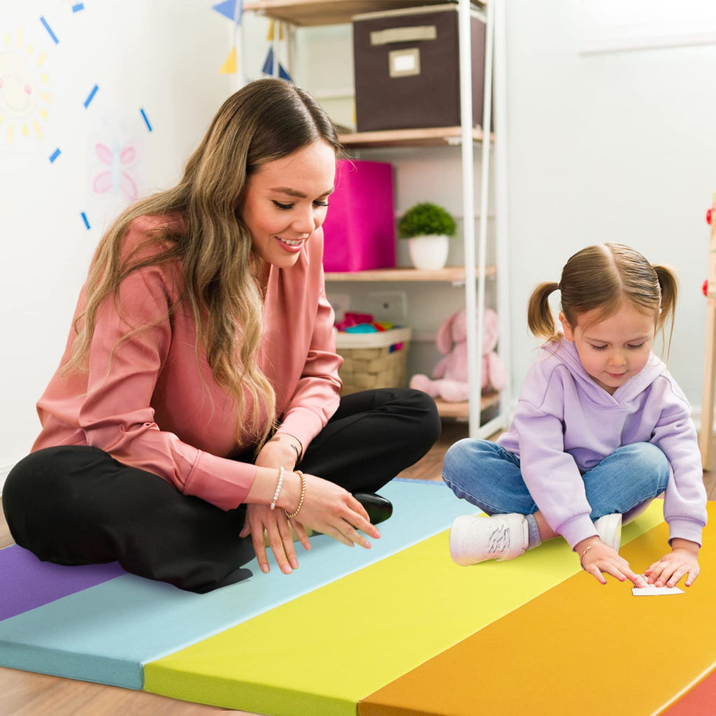 Kangaroo Hoppers Tumbling Mats For Kids, Foldable Gym Mat, Kids Gymnastics Mat With Carrying Handles For Home Activity Play, 3 F