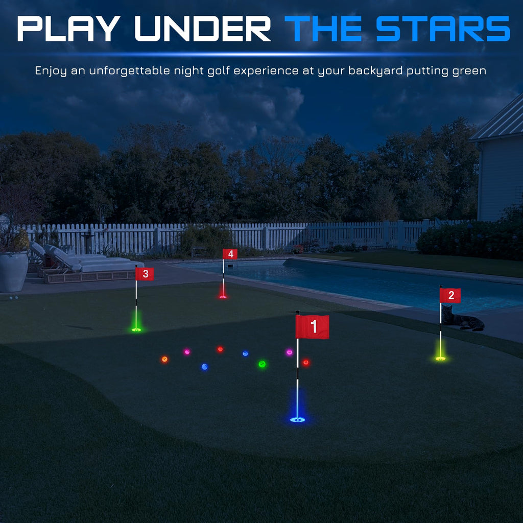 Kingtop Led Golf Hole Lights With Lens, Rgb Light Up Night Golf, Putting Green Cup Lights, Glowing In The Dark Lights For Golf H