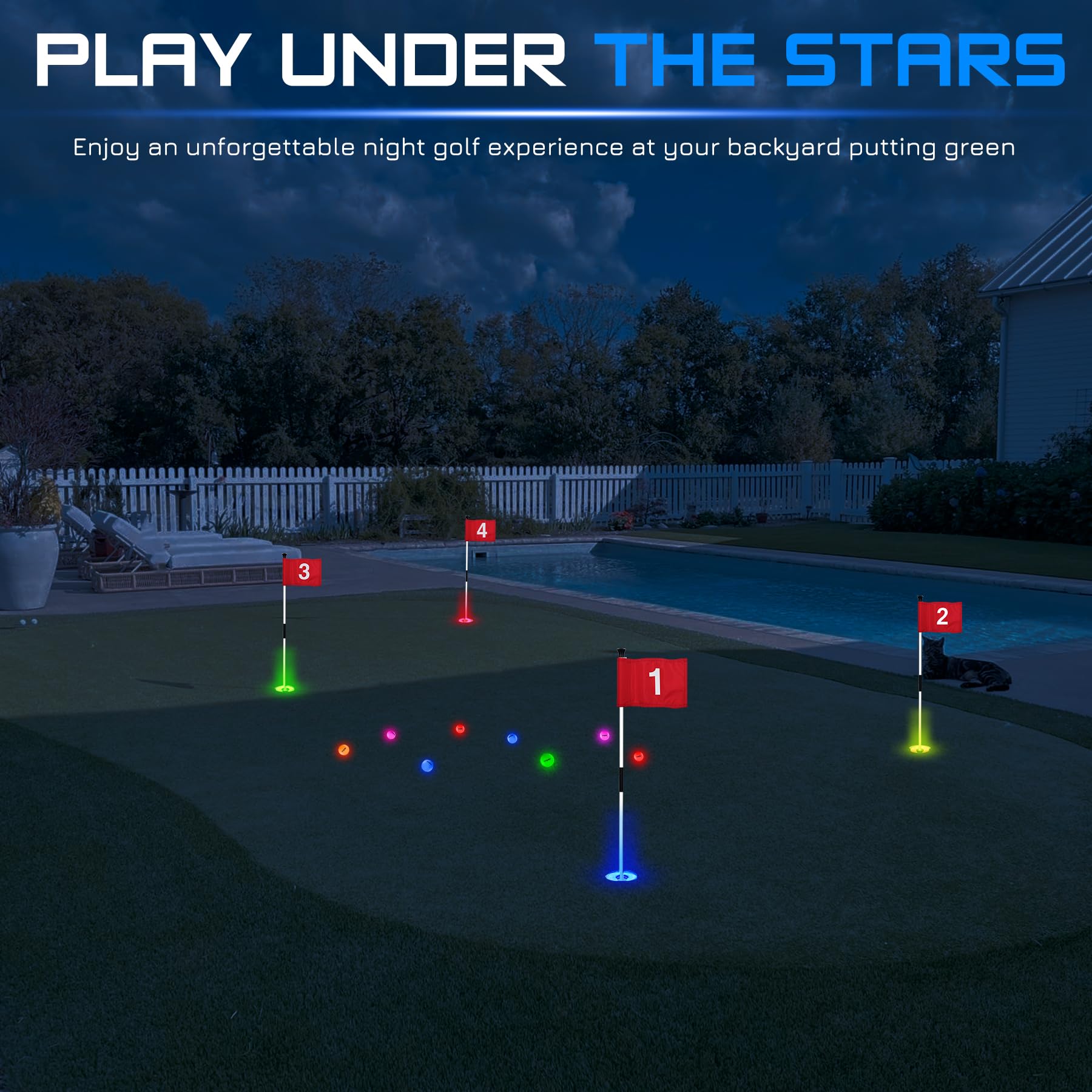 Kingtop Led Golf Hole Lights With Lens, Rgb Light Up Night Golf, Putting Green Cup Lights, Glowing In The Dark Lights For Golf H