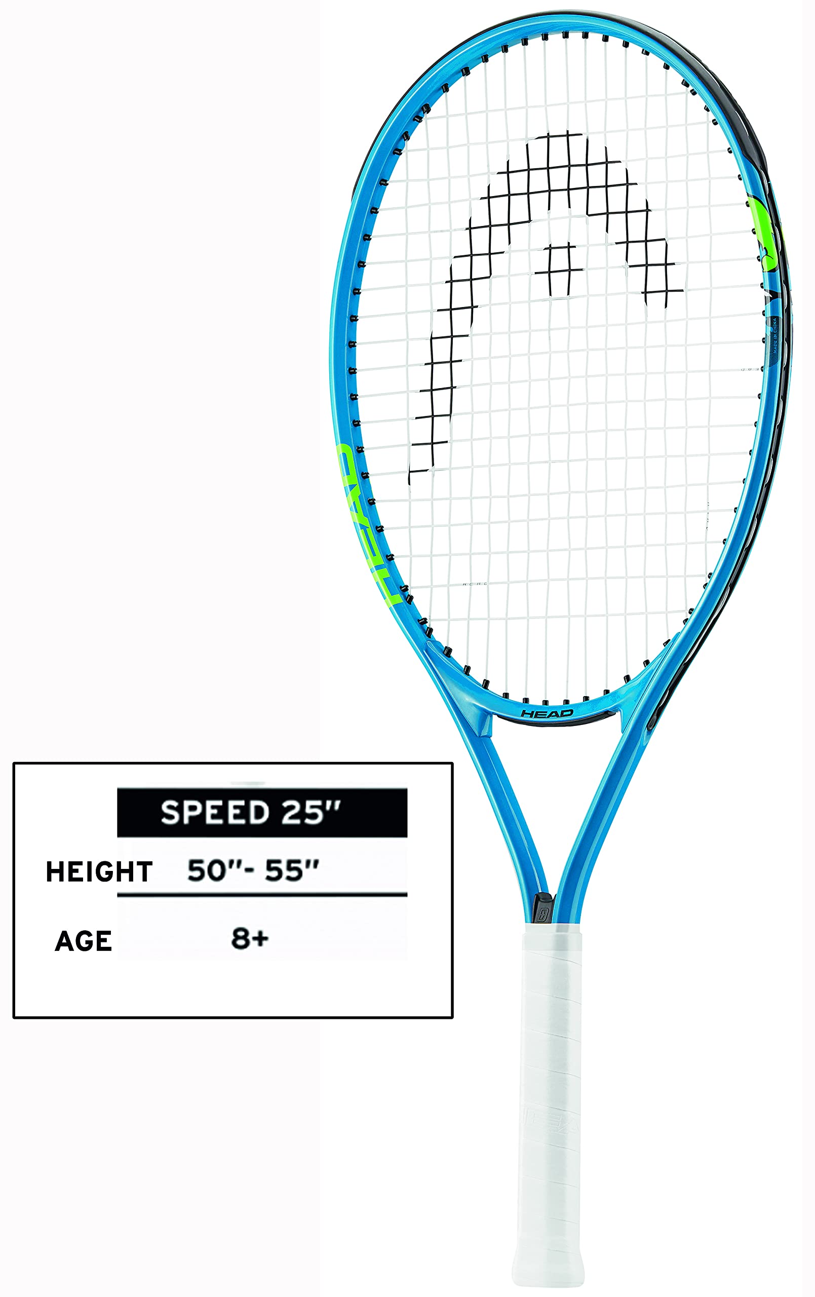 Head Speed Kids Tennis Racquet - Beginners Pre-Strung Head Light Balance Jr Racket , Frustration Free Packaging - 25 Inch, Blue