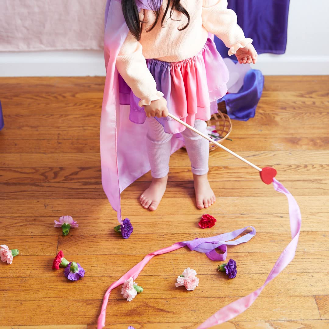 Sarah'S Silks - Heart Silk Streamer, Baltic Birch Wood, 100% Real Silk, 8-Foot Long 1-Inch Wide Ribbon Dancer Wand (2)