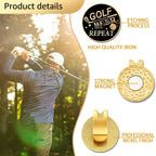 Geygie Golf Repeat Black Gold Golf Ball Marker With Magnetic Hat Clip, Golf Accessories For Men Women, Golf Gifts For Men Women