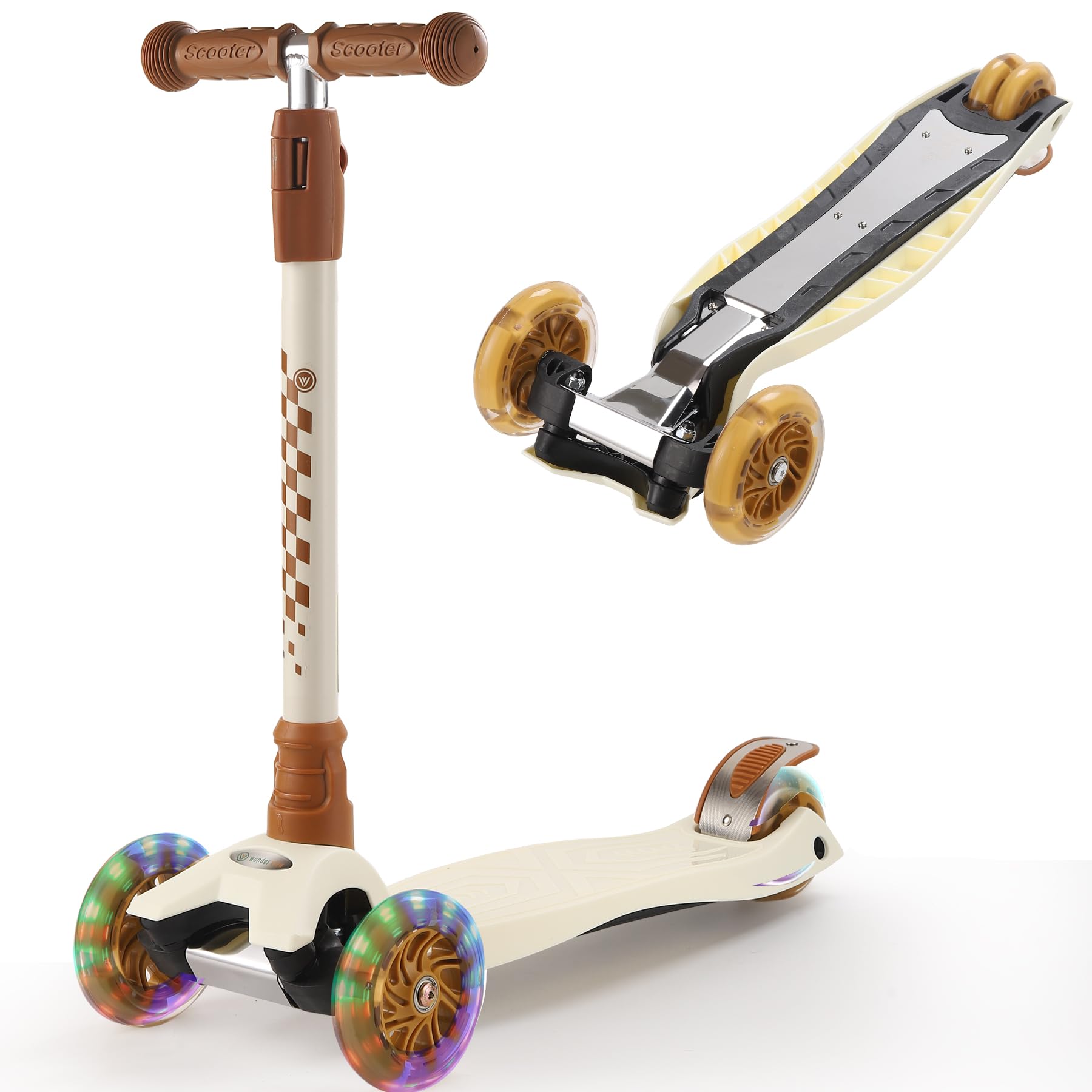 3 Wheel Scooter for Kids Ages 6-12,Kids Scooter with Light Up Wheels, Sturdy Deck Design, and 4 Height Adjustable Suitable for K
