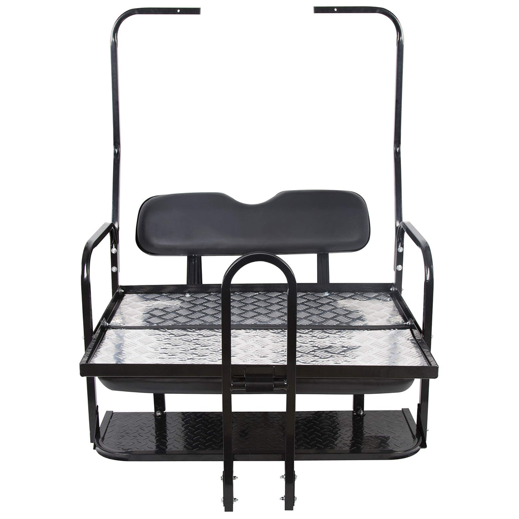 Kuafu Black Rear Flip Back Seat Compatible With 1982-2000.5 Club Car Ds Model Golf Cart 1102 Lbs Weight Capacity Heavy Duty Stee