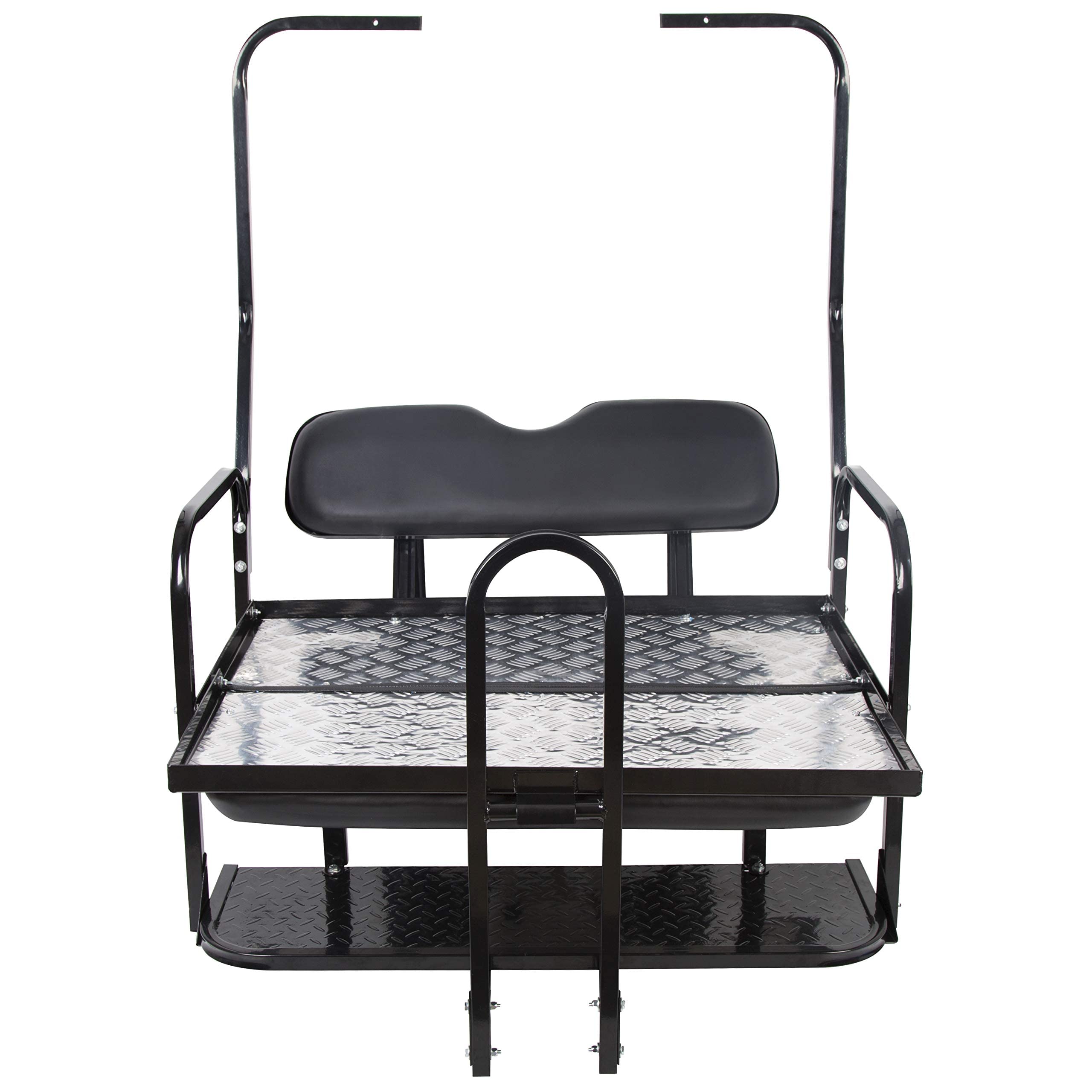 Kuafu Black Rear Flip Back Seat Compatible With 1982-2000.5 Club Car Ds Model Golf Cart 1102 Lbs Weight Capacity Heavy Duty Stee