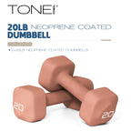 Tone Fitness 20 lb Neoprene Dumbbell Pair for Home Workouts - Non-Slip Design - Orange
