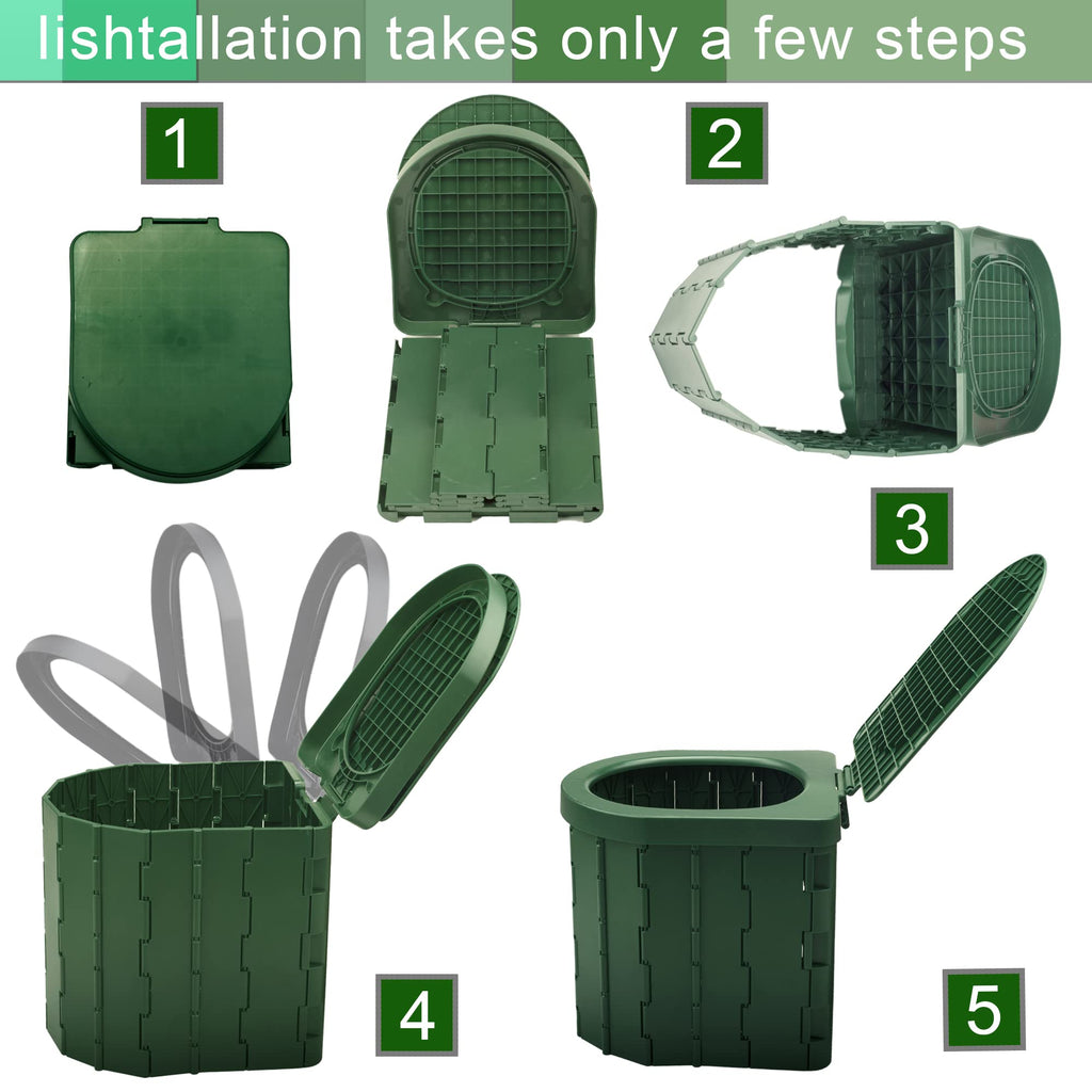 Kinspory Camping Toilet, Portable Toilet For Adults & Kids, Foldable Potty & Outdoor Emergency Sanitation Products, Trash Can, S
