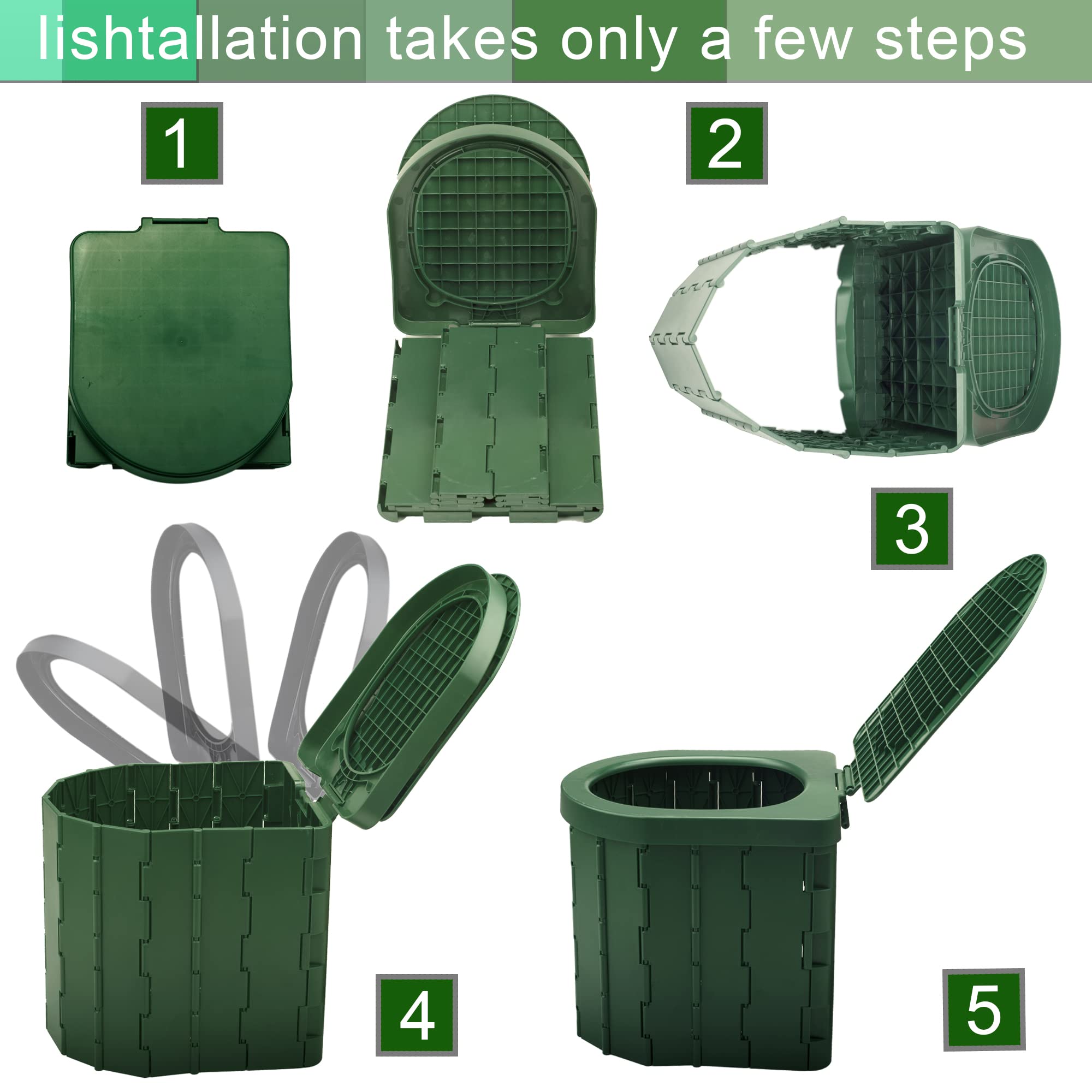 Kinspory Camping Toilet, Portable Toilet For Adults & Kids, Foldable Potty & Outdoor Emergency Sanitation Products, Trash Can, S