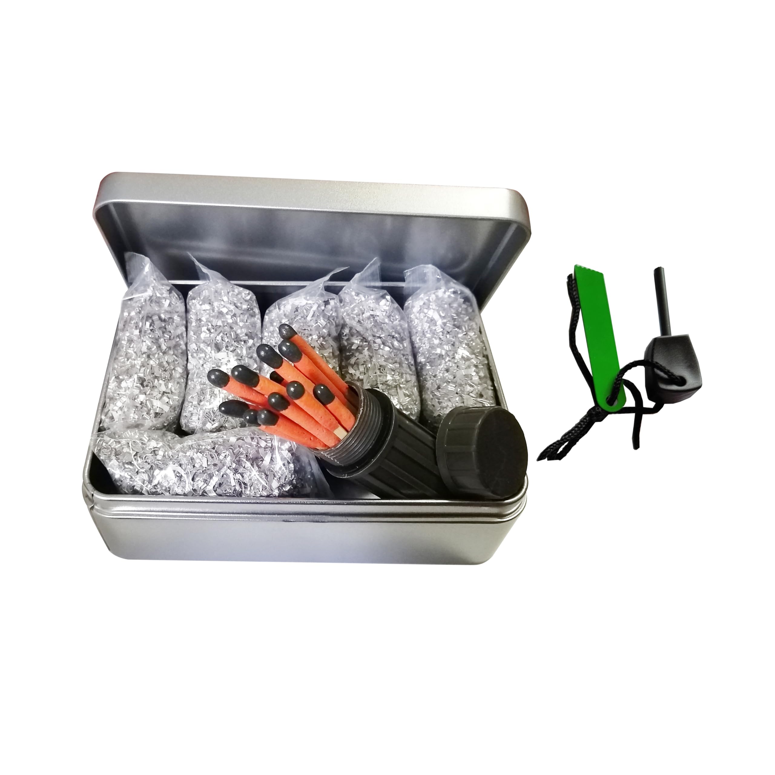 egreen Emergency Fire Starter Magnesium 6 Bags Weather Proof Matches Ferro Rod Camping Hiking Bushcraft Outdoor Survival + Tin B