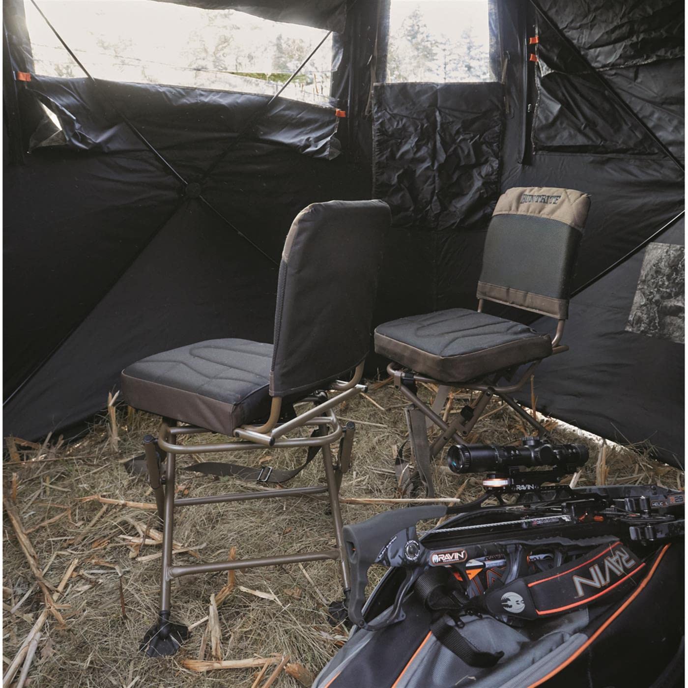 Guide Gear Huntrite 360 Swivel Hunting Blind Chair, 300 Pound Capacity, Folding, Lightweight, Portable, Padded Cushion Hunting S