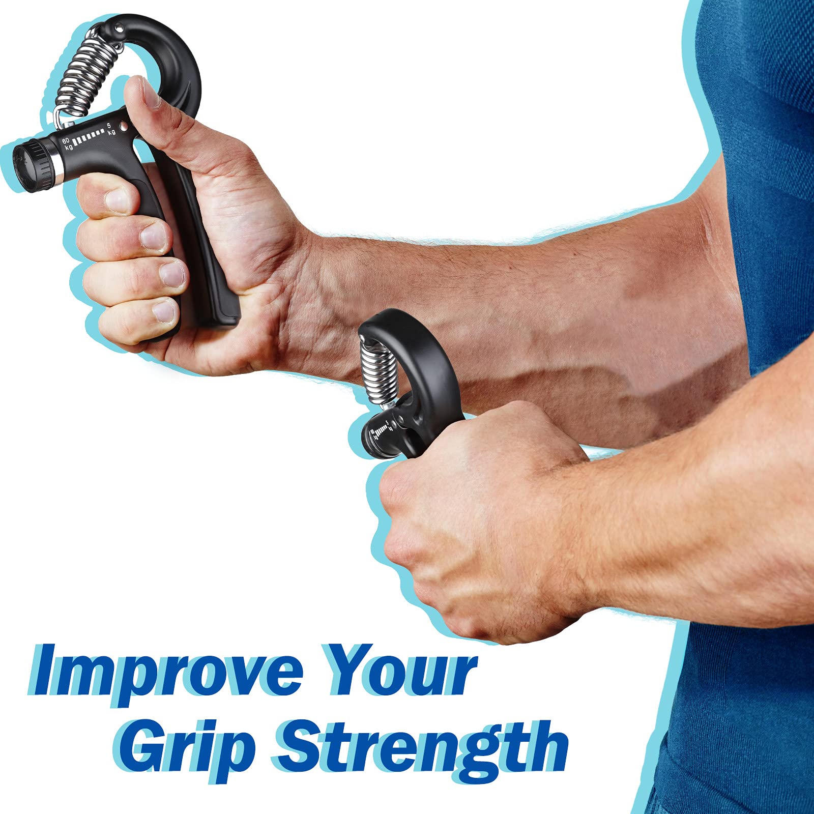 Grip Strength Trainer 1 Pack, Hand Grip Exerciser Strengthener With Adjustable Resistance 11-132 Lbs (5-60Kg), Forearm Strengthe