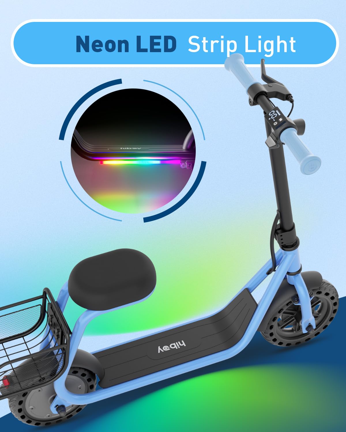 Hiboy Q2 Lite Electric Scooter with Seat for Kids Ages 4-10 - UL Certified, Up to 9.3 MPH with 100W Motor, 3-Speed Adjustable, R