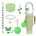 RNFVJH Accessories Set Including Water Bottle Handle Strap, Silicone Boot, Resin Butterfly Straw Cover, Straw Topper, Lip Balm S