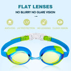 Keary 2 Pack Kids Swim Goggles Swimming Goggles For Toddler Children Girls Boy Youth, Anti-Fog Waterproof Anti-Uv Flat Lens Clea