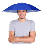 Massmall Umbrella Hat 27'' Uv Protection Umbrella Hats For Women Men Hands Free Umbrella Blue/1 Pack