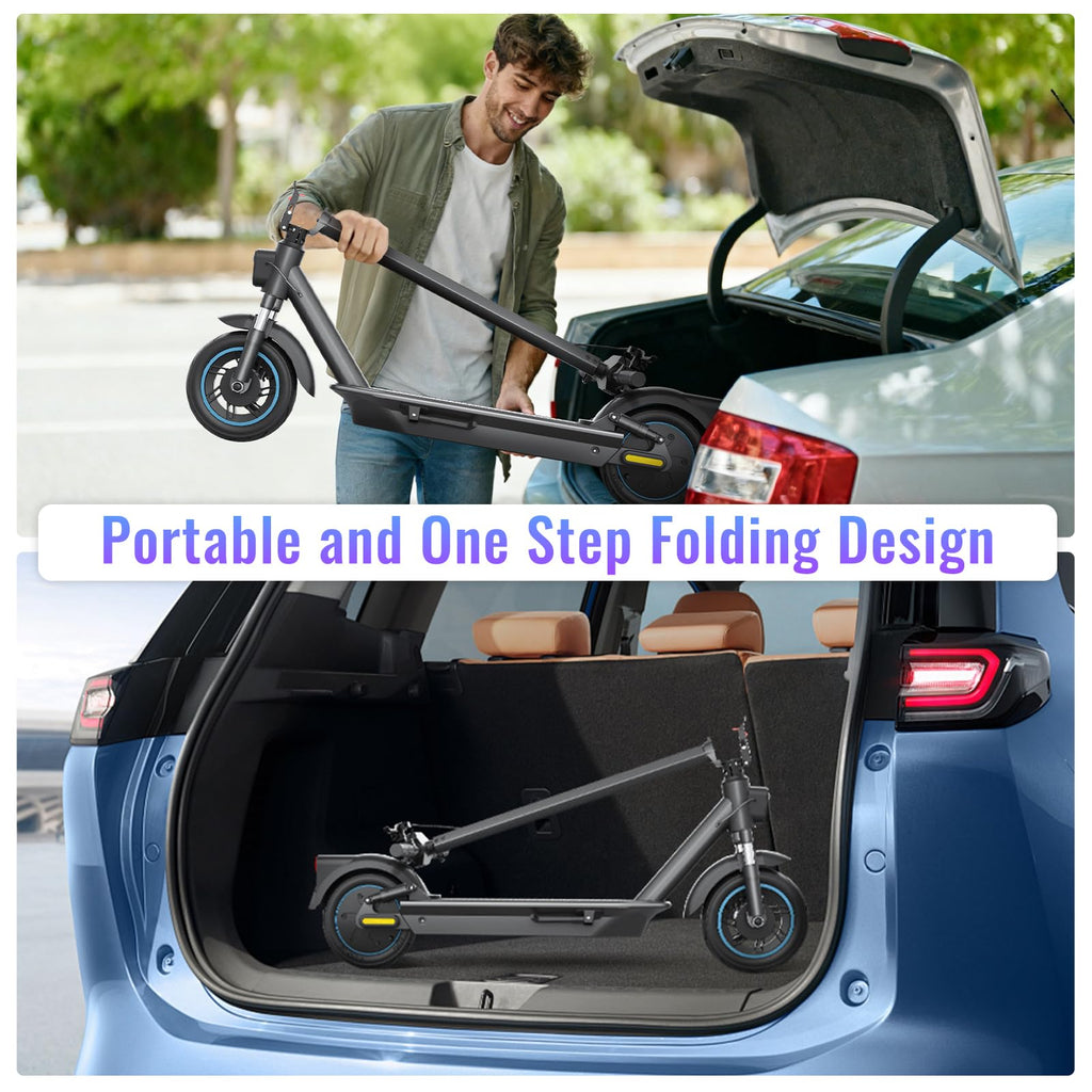 Electric Scooter,28 Mile Range Double Shock Absorption System,10   Solid Tires,Up to 25MPH,500W Powerful Motor,540W/H Foldable E