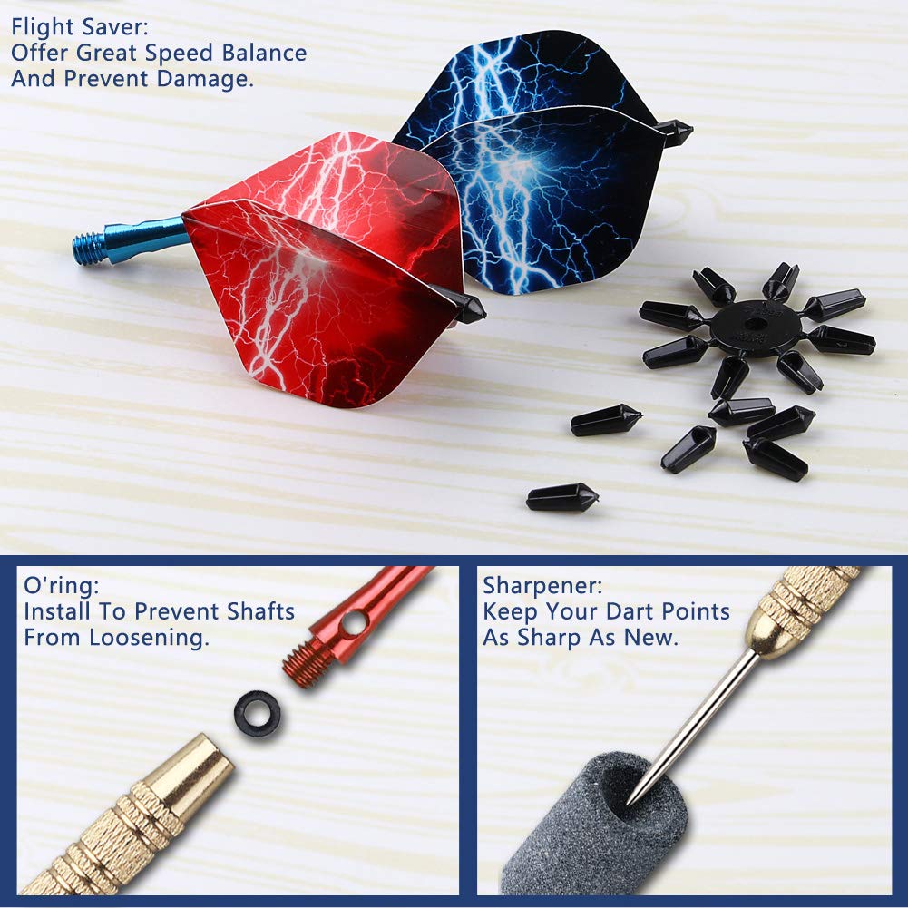 Tezoro Dart Accessories Kit Including Aluminum Dart Shafts,Dart Flights, Flight Savers, Sharpener, O-Rings -Bulk Pack Of 104 Pie