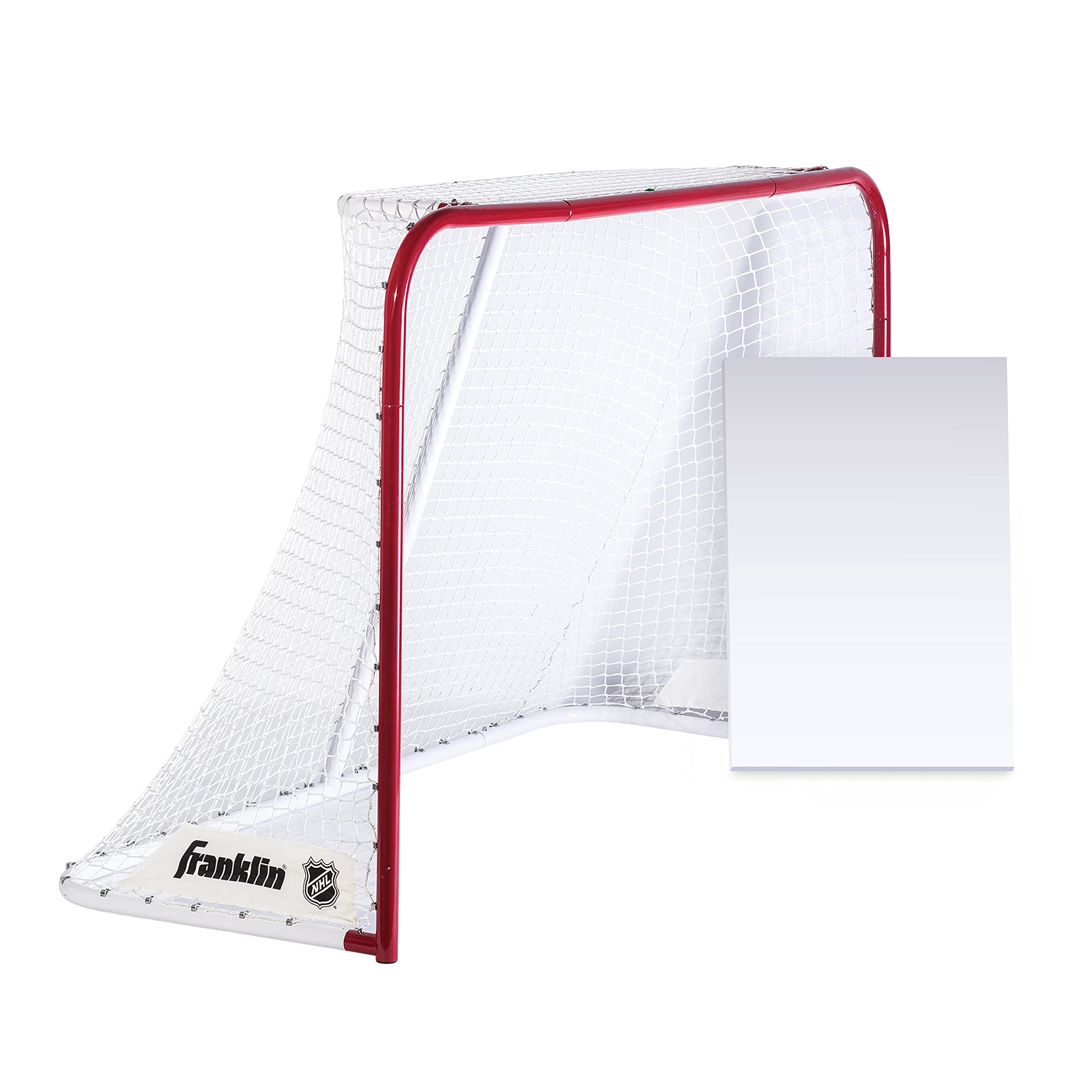 Franklin Sports Nhl Street Hockey Goal - Quikset Official Size Regulation Steel Street + Roller Hockey Net Set With Shooting Boa