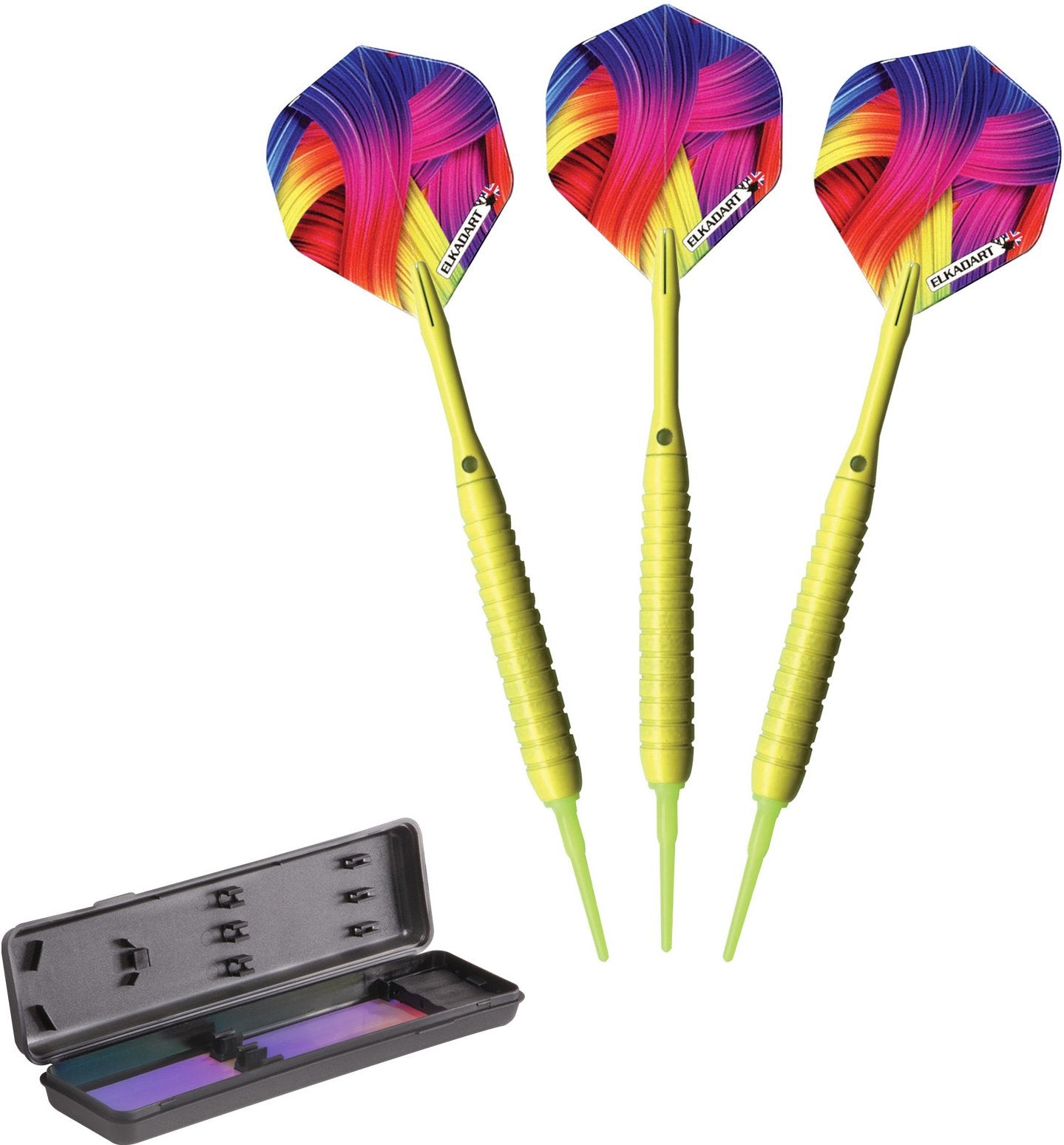 Elkadart Neon Soft Tip Darts With Storage/Travel Case, Yellow, 18 Grams