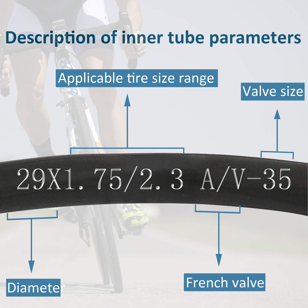 Bwshlf 29'' Bike Tubes (4 Pack), Mtb Bicycle Replacement Durable Butyl Rubber Fit 29X1.75/2.3, Schrader Valve 35Mm